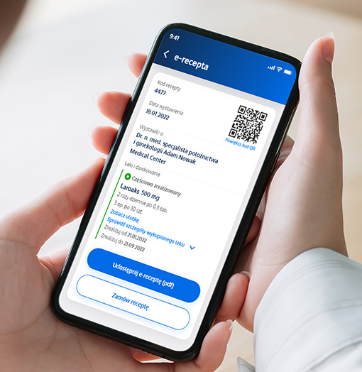 Przykładowa e-recepta otwarta w telefonie