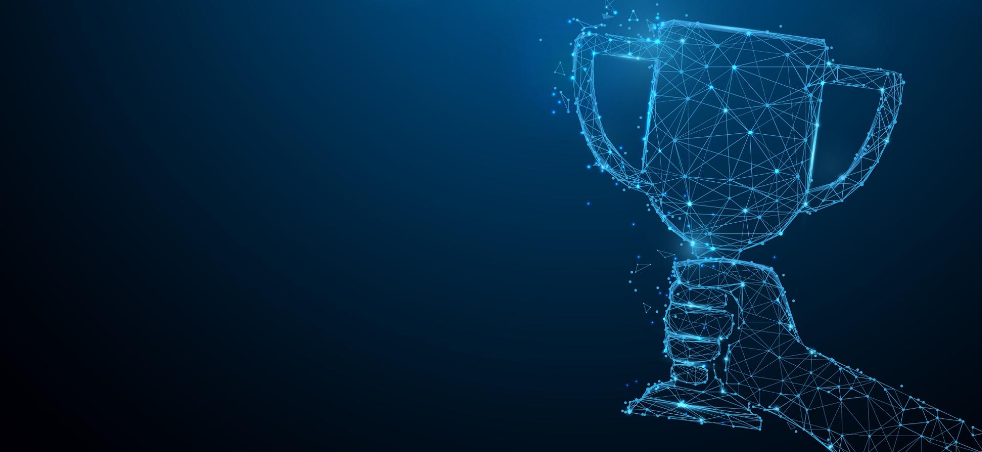 grafika przedstawiającą rękę trzymającą puchar