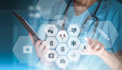 Grafika z ikonami z obszaru zdrowia